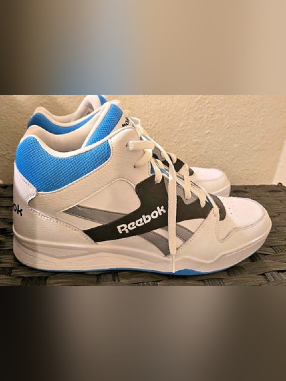 Reebok Royal BB4500 Hi High Top Sneakers White & Blue US 12 D